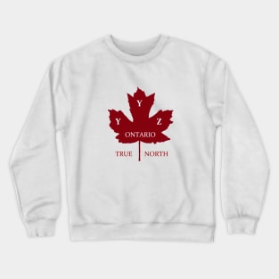 Toronto YYZ True North Canada Red Maple Leaf Crewneck Sweatshirt